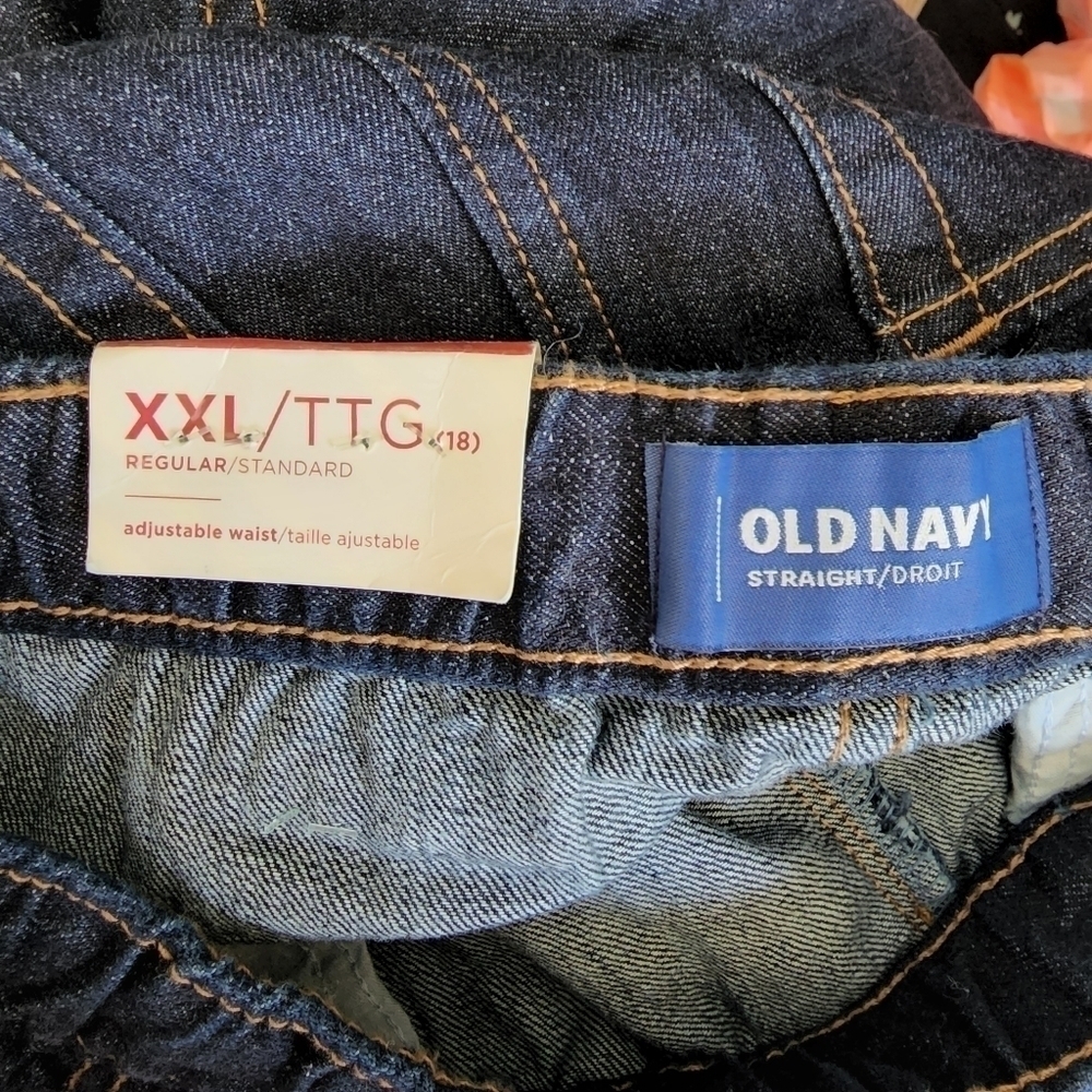 NWT Old Navy Dark Wash Jeans Boys XXL 18 Regular Straight Thigh Leg Drawstring - Picture 4 of 8